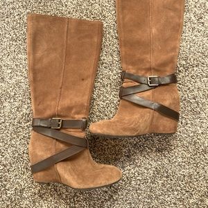 Franco Sarto Suede camel wedge  boots